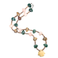 Hand carved bone eagle pedant on a single strand of shell heishi beads spaced by rose quartz, jade and jasper stone bear beads. 