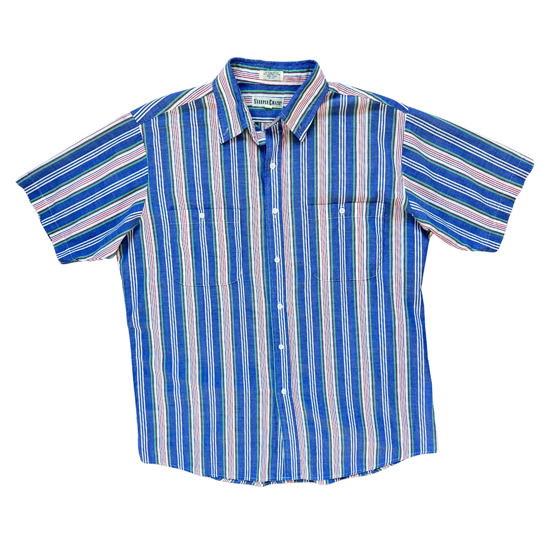 Vintage 1990s Steeple Chase Men's Striped Shirt | Medium-Large