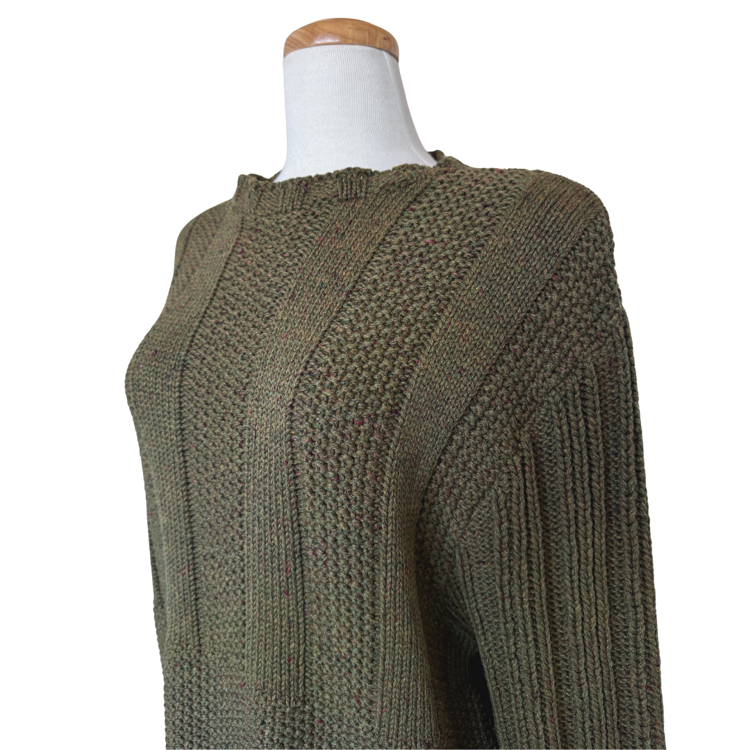 Coldwater Creek Olive Chunky Knit Sweater | Large