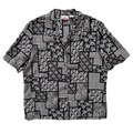 Vintage 90s Alia Black and Beige Floral and Geometric Print Blouse | Large / Extra-Large