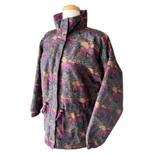 Load image into Gallery viewer, Purple and Green Abstract Print Fall / Winter Jacket | Small-Medium
