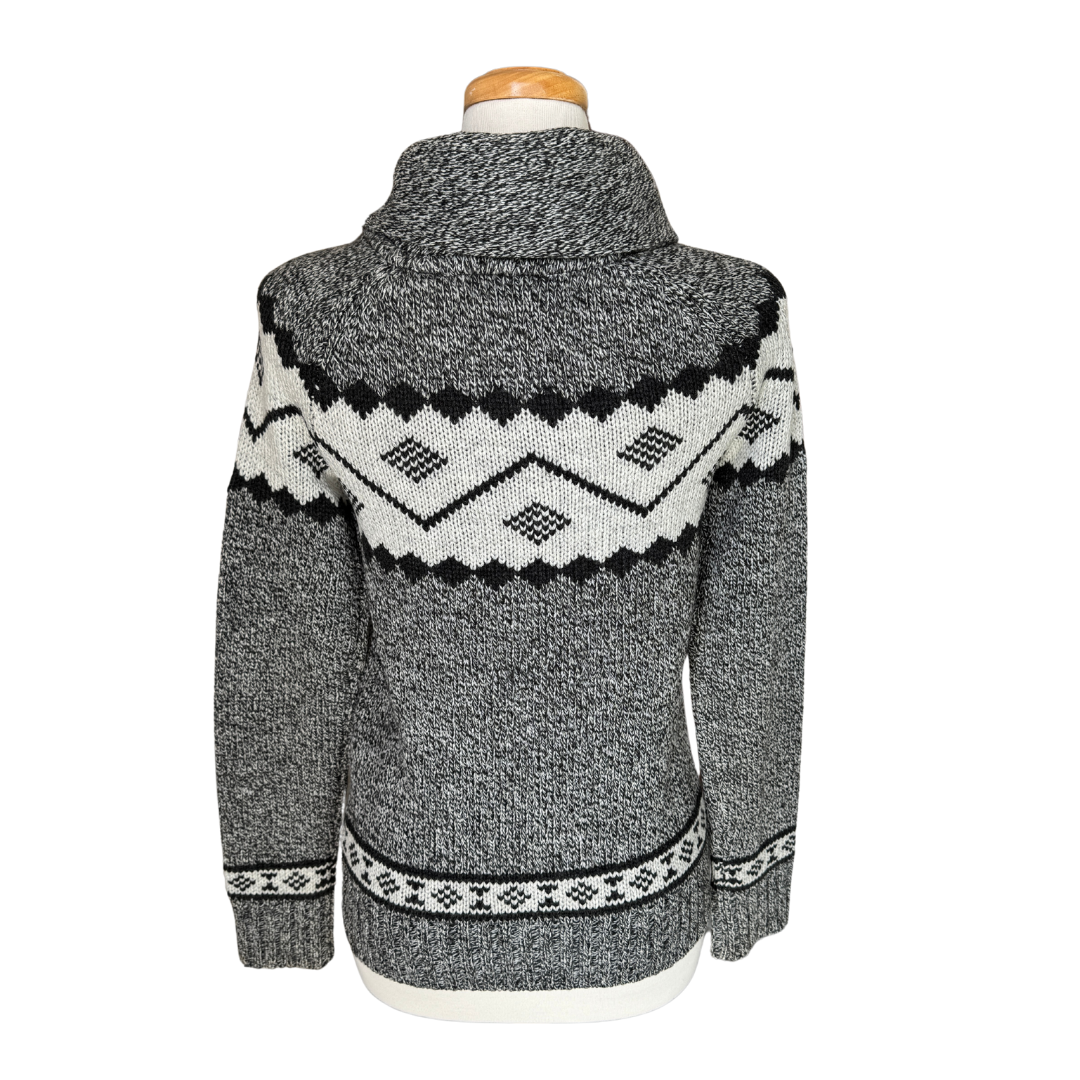 Wind River Gray Wool Blend Zip-up Cowichan Sweater | Small