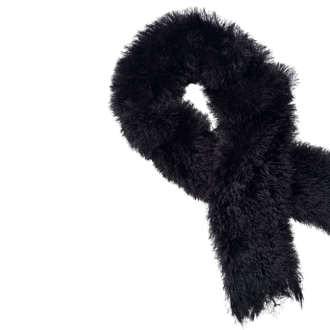 Fuzzy Black Feathered Long Scarf