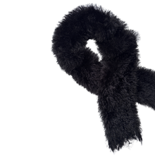 Load image into Gallery viewer, Fuzzy Black Feathered Long Scarf

