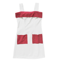 Vintage 70s White Fortrel Sleeveless Dress with Red and White Gingham | Small