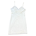 Vintage 70s Van Roalte White Slip Dress with Floral Applique | Large