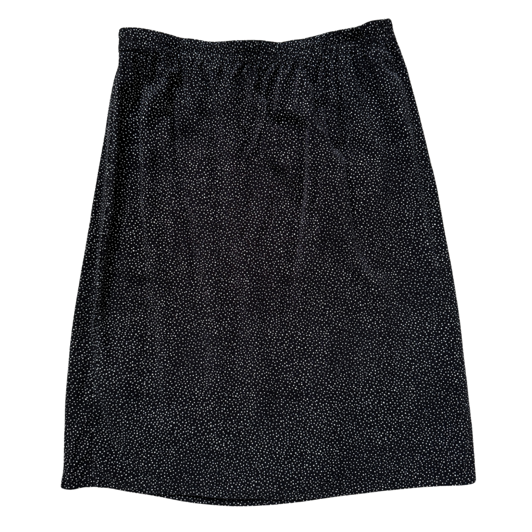 Vintage 80s Black and White Cotton Polka Dot Midi Skirt | Small-Medium