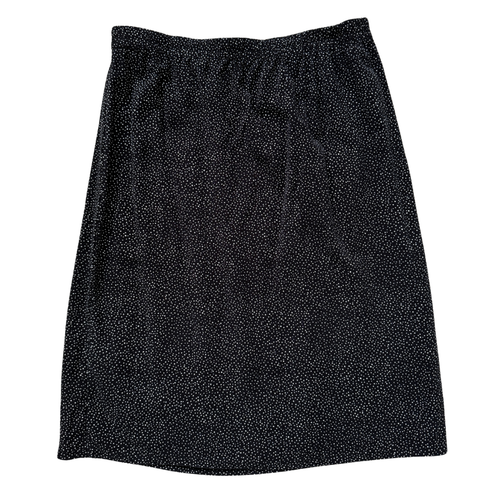 Vintage 80s Black and White Cotton Polka Dot Midi Skirt | Small-Medium