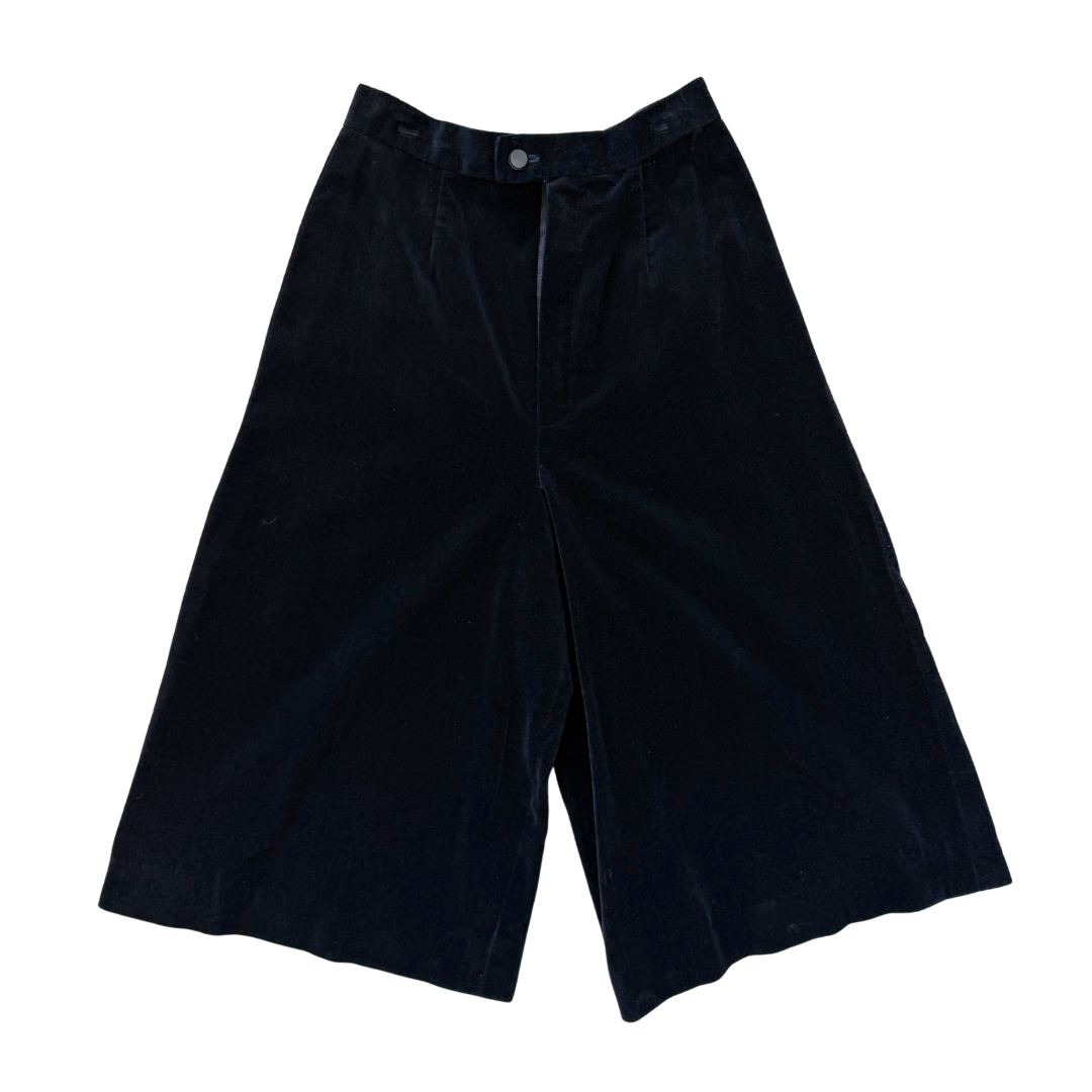 Vintage 80s Black Velvet Culottes (Jorts) | Extra-Small / Small