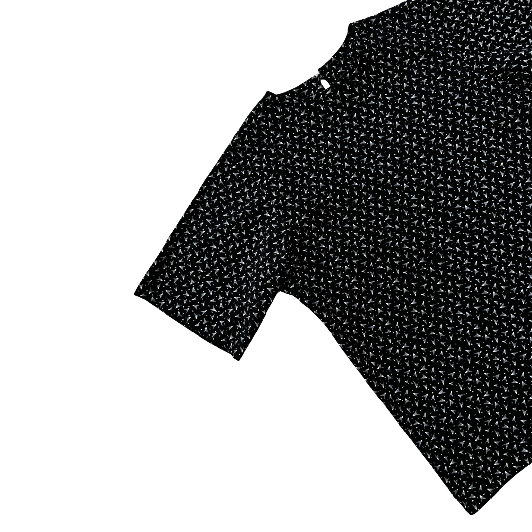 Black Cotton T-Shirt with Geometric Print | Medium