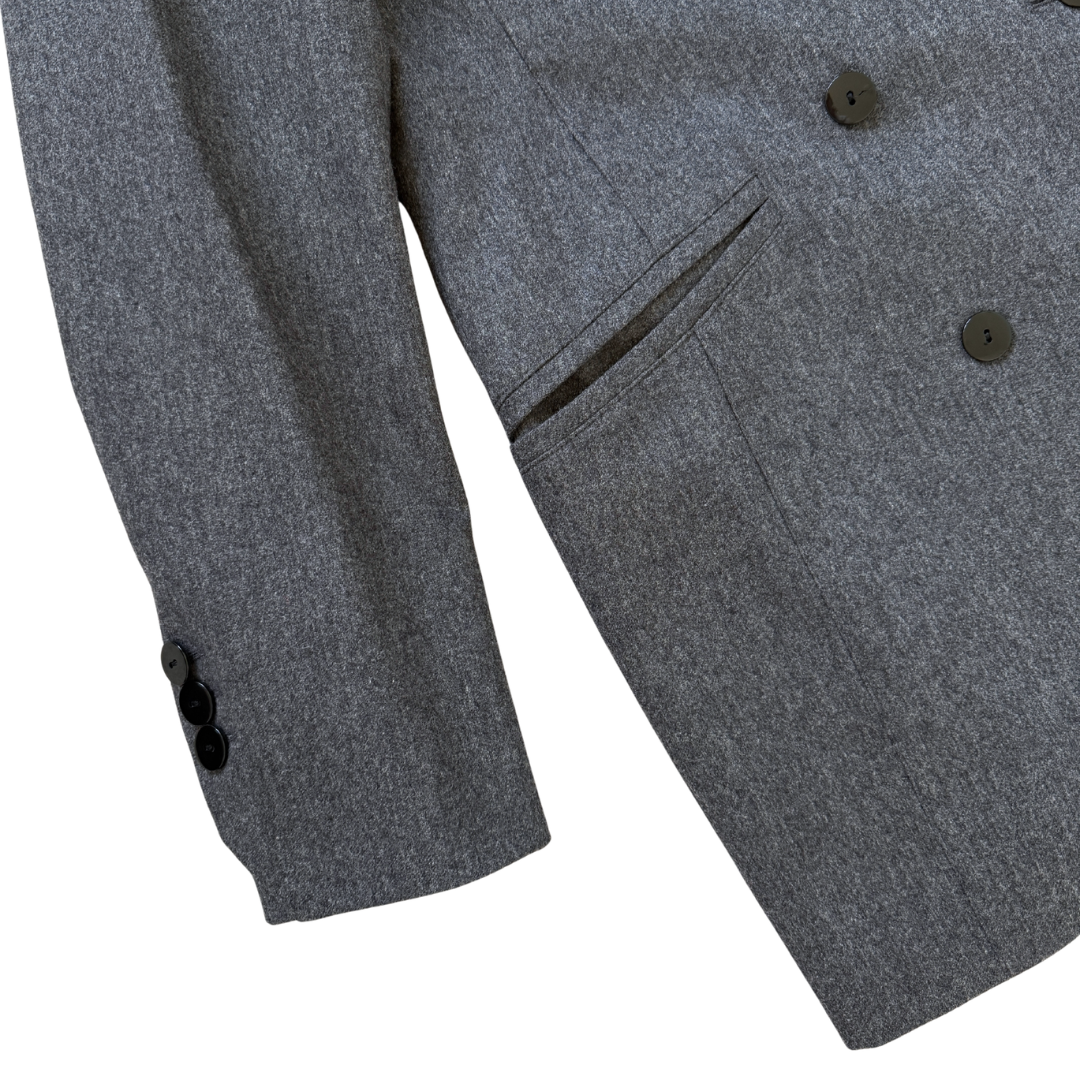 Escada Dark Grey Marled Wool and Cashmere Long Suit Jacket | 40 (Large)