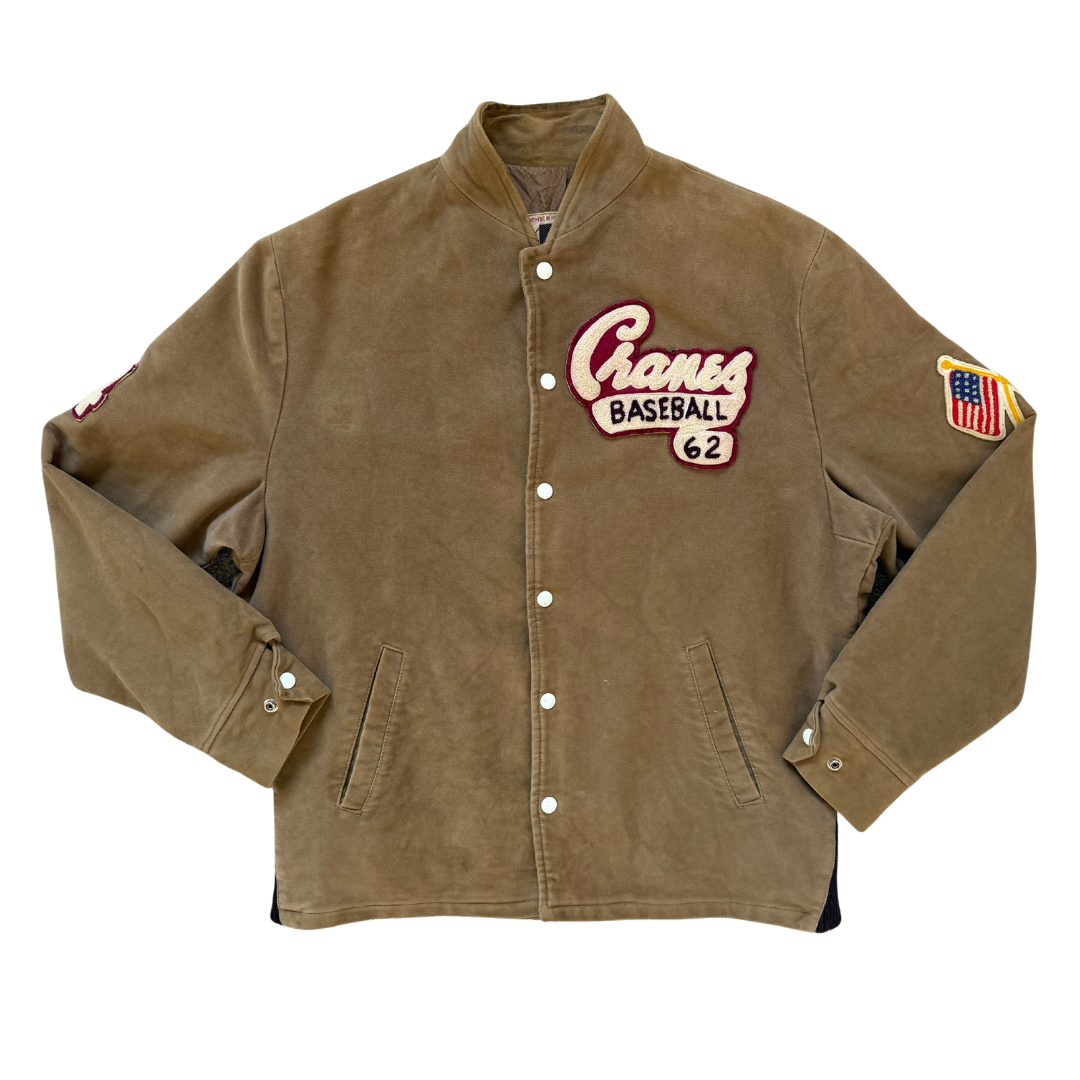 Vintage Men's Cranes Baseball 1962 Brown Faux Suede Jacket  Craft of Canada Sportswear ltd. - Made in Toronto, Canada Large