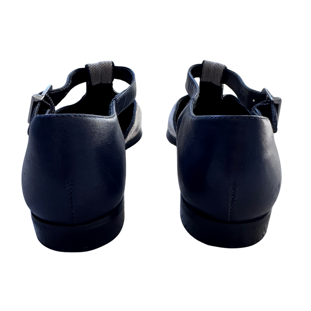 Esprit Leather and Burlap Square Toe Mary Janes | 6.5