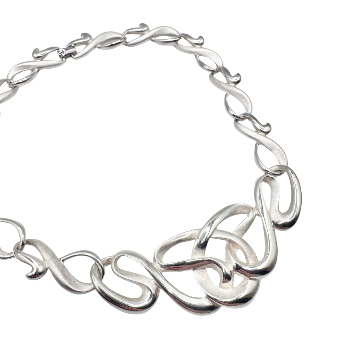 P.E.P. Silver Spiral Link Statement Necklace