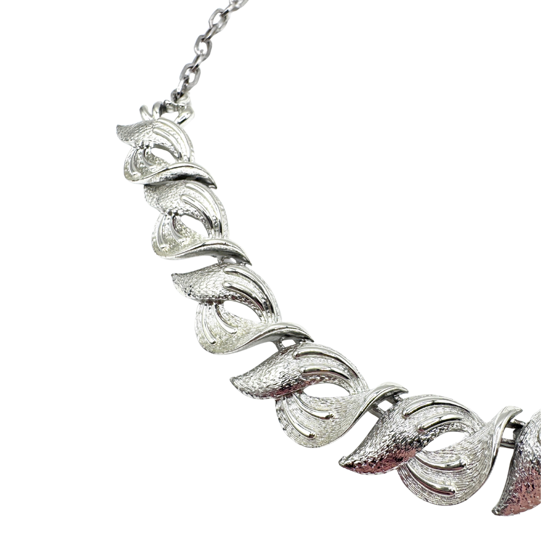 Vintage Coro Pegasus Chunky Silver Statement Chocker Necklace | 1940s-1950s