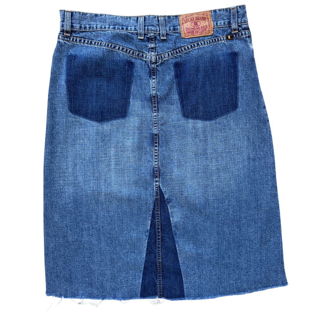 Lucky Brand Distressed Denim Skirt | Large