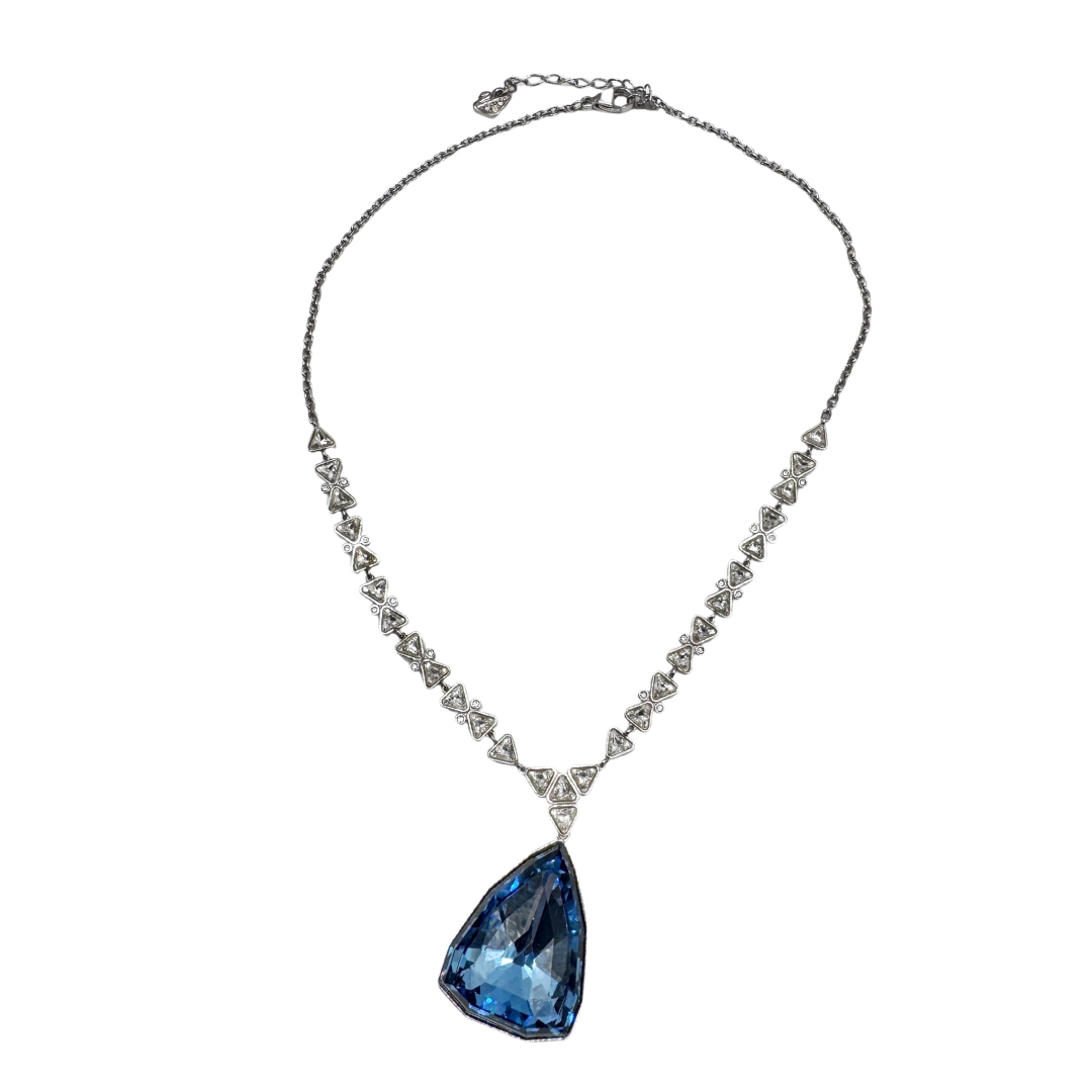 Swarovski Virtuous Blue Crystal Pendant Necklace and Earring Set