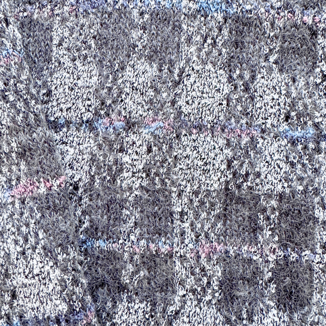 Cleo Petites Grey Plaid Mohair Blend Cardigan | Medium-Large