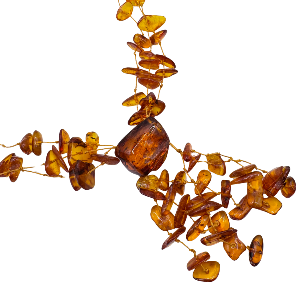 Chunky Amber Beaded Statement Necklace