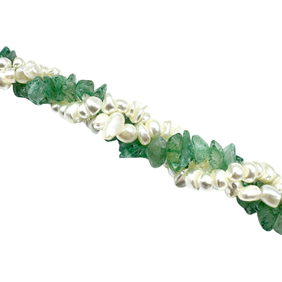 Vintage Hawaiian Pearl and Jade Twisted Bead Statement Necklace | 1960s