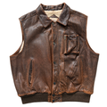 Vintage 80s-90s Adam Spencer Sherpa Lined Brown Leather Utility Vest | Large