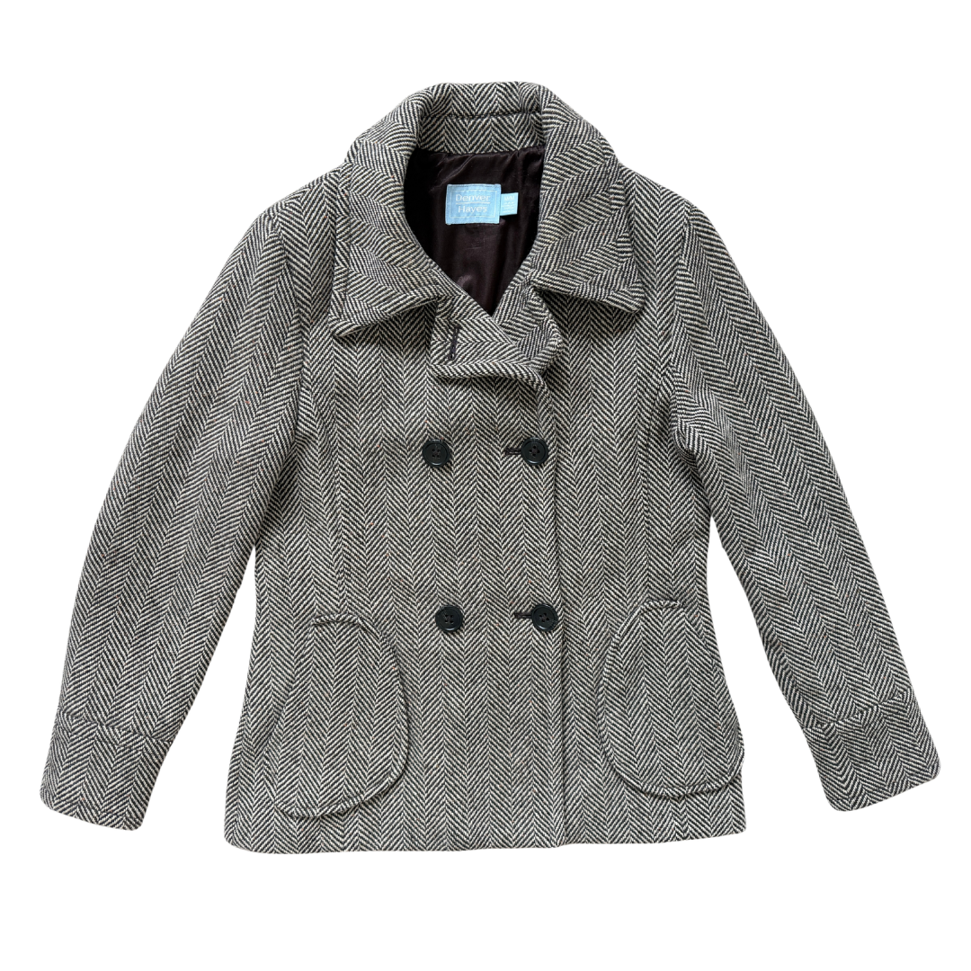 Vintage Y2K Denver Hayes Brown Chevron Wool Blend Coat | Medium