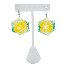 Load image into Gallery viewer, Recycled Yellow Floral Doilie Earrings
