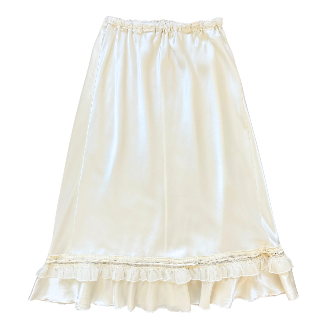 Vintage Satin and Lace Slip Skirt | Medium