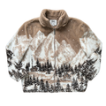 Vintage 90s Y2K Ego Collection Brown Forest Print Fleece Coat | Extra-Large