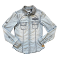 Vintage Y2K Harley Davidson Studded Denim Shirt | Extra-Small
