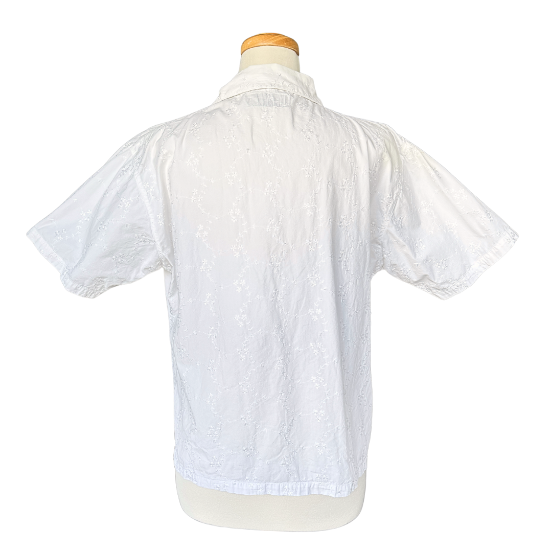 Weekend Edition White Blouse with Dainty White Embroidery | Large