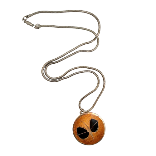 Vintage 1970s Modernist enamel pendant necklace by Quebecois artist Robert Gervais (signed).