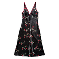 Vintage 90s Y2K Jones New York Black Satin Maxi Dress with Roses | Medium