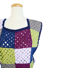 Load image into Gallery viewer, Up-Cycled Hand Crafted Dark Hues Granny Square Vest | One Size

