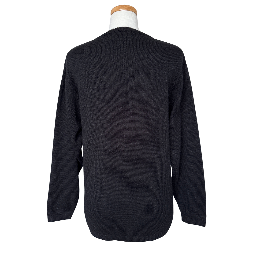 Cleo Black and Gold Beaded Paisley Sweater | Medium - Large