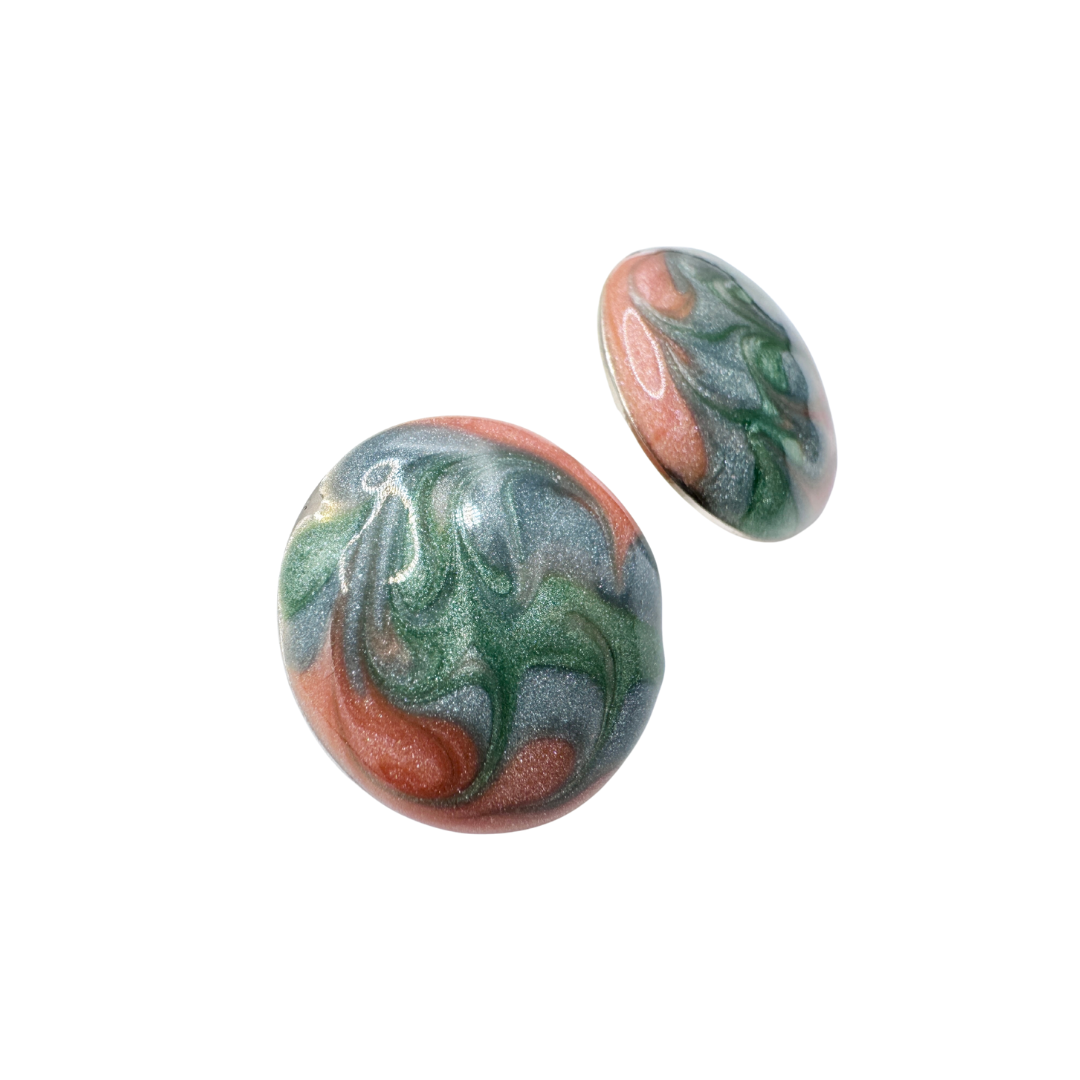 Pink, Blue and Green Marbled Enamel Stud Earrings