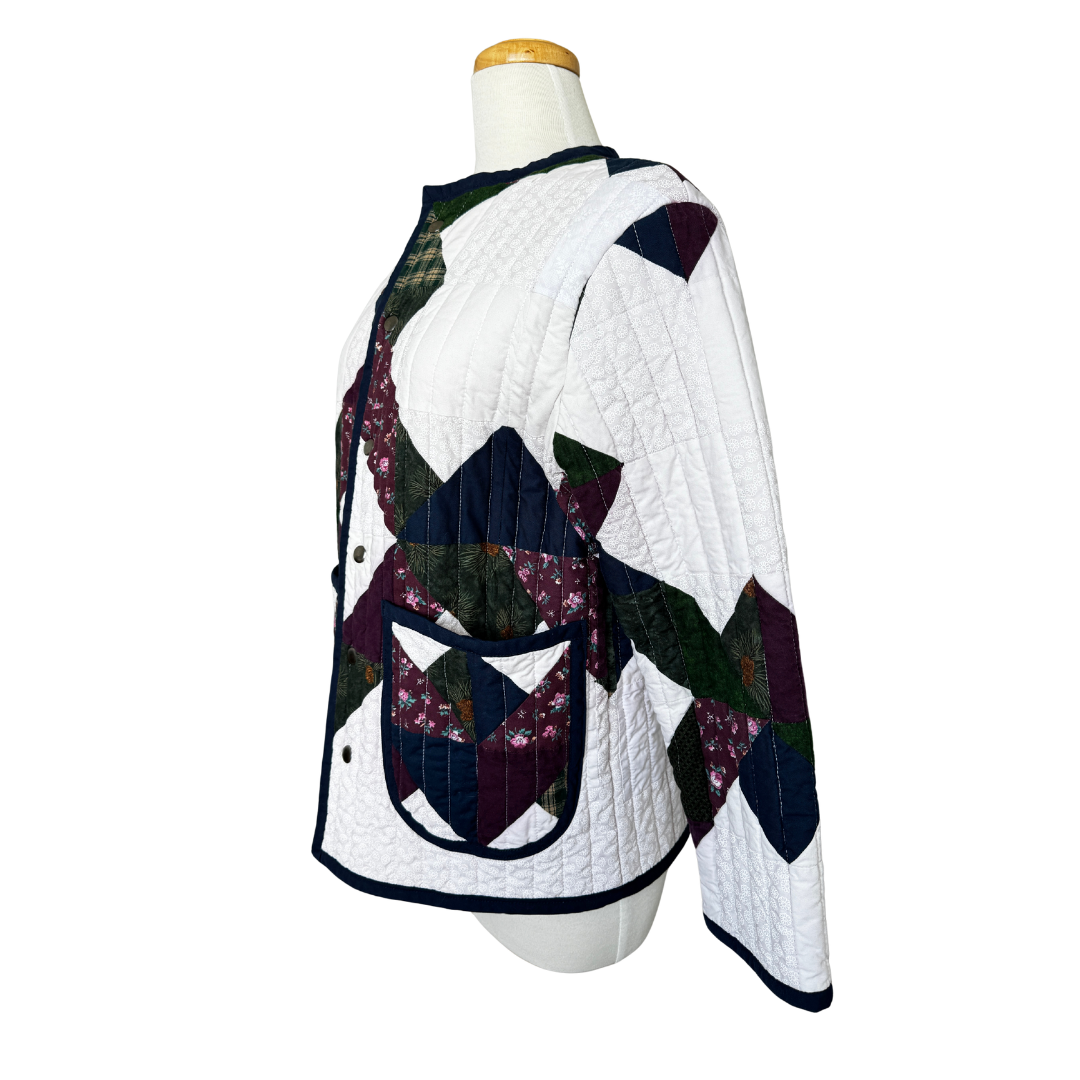 Recycled Geometric Pinecone Quilted Jacket | Small / Medium