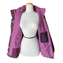 Load image into Gallery viewer, Purple and Green Abstract Print Fall / Winter Jacket | Small-Medium
