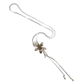 Vintage gold tone floral (rose and leaves) lariat necklace 