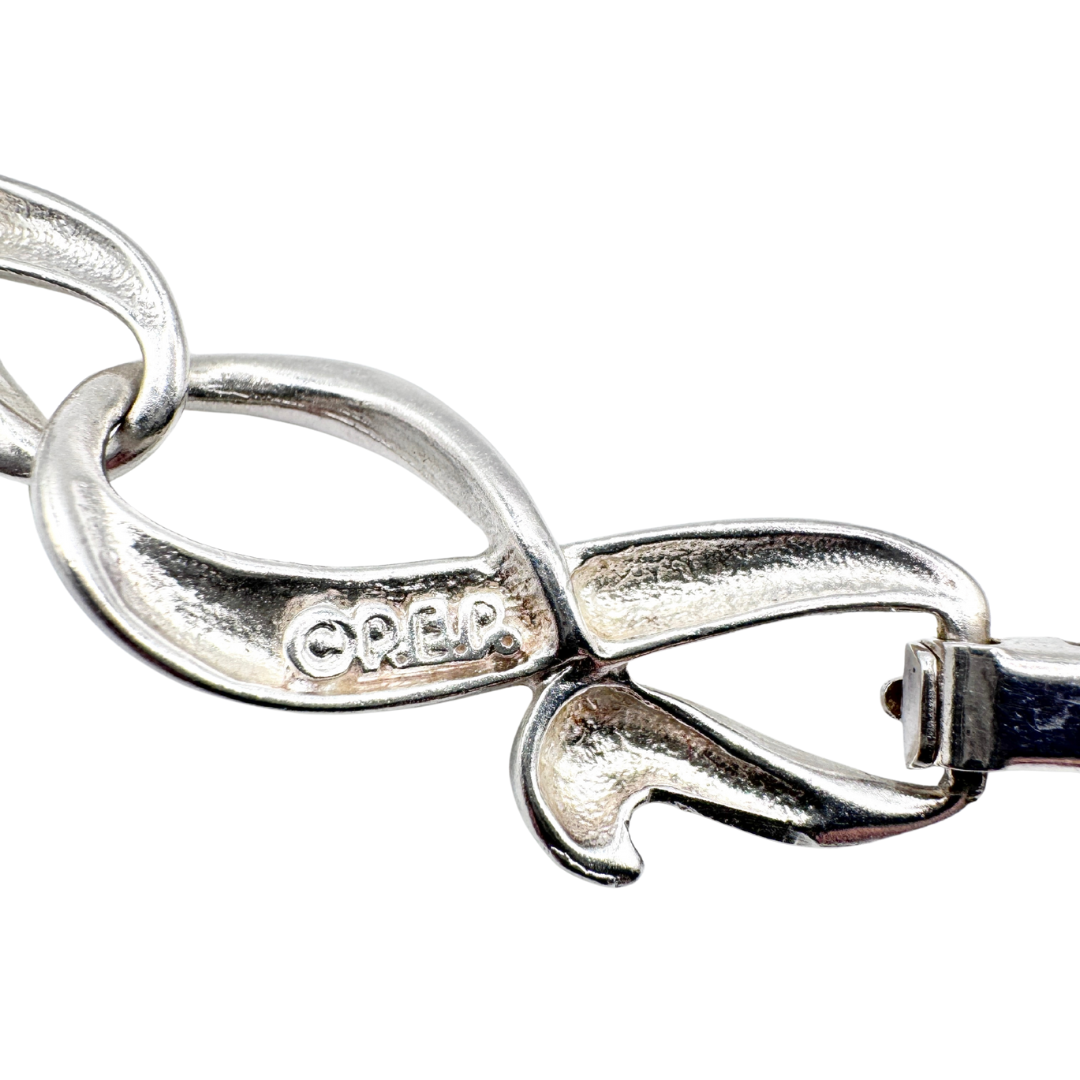 P.E.P. Silver Spiral Link Statement Necklace