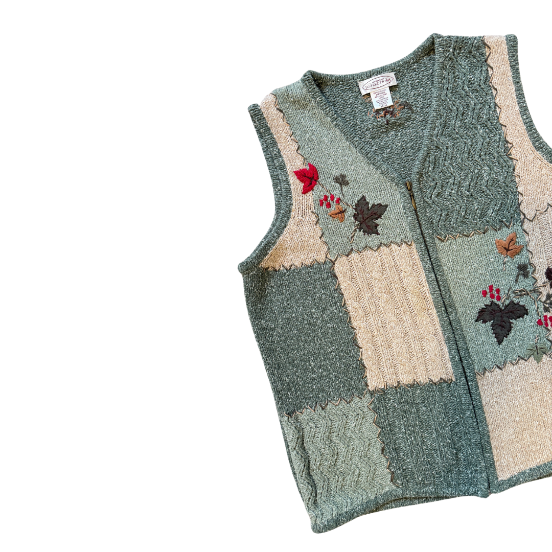 Northern Reflections Leaf Applique Knit Vest | Medium