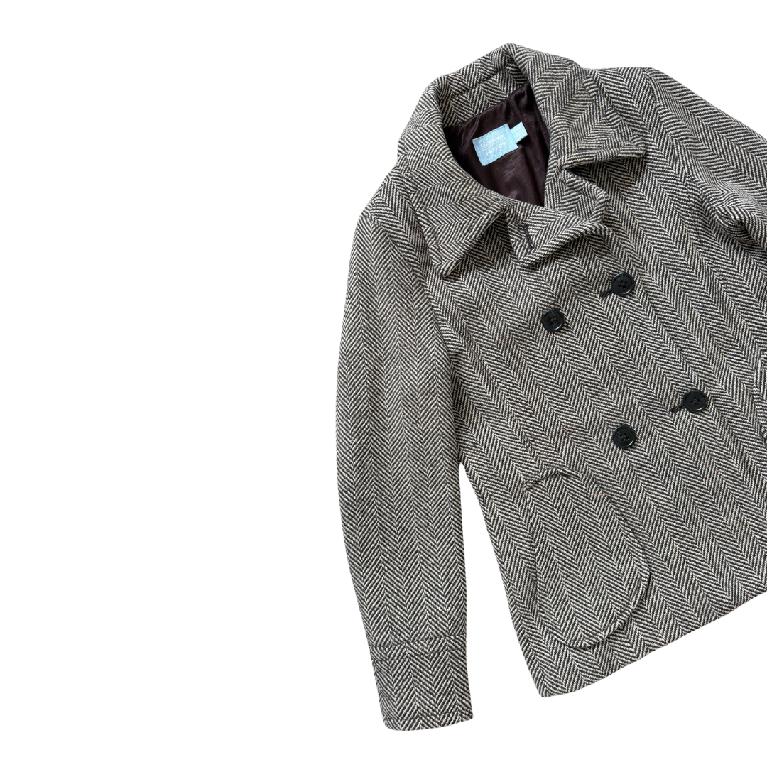 Denver Hayes Brown Chevron Wool Blend Coat | Medium