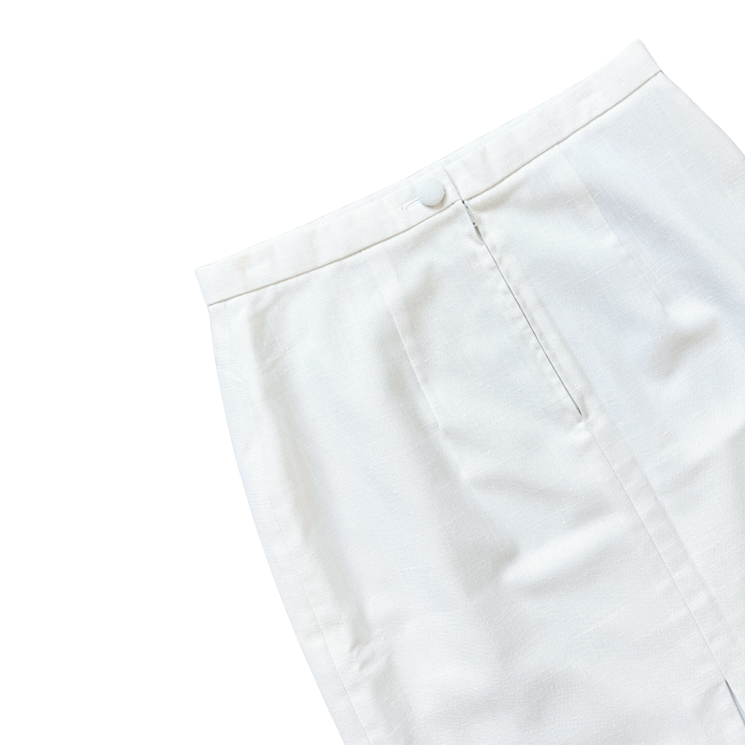 White Linen Pencil Skirt | Medium