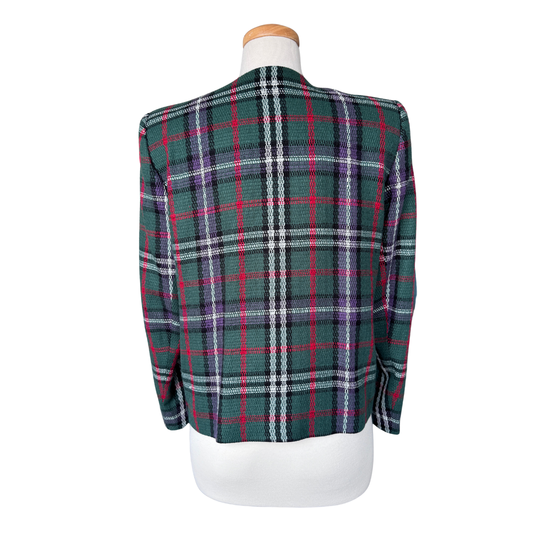 D'Allairds Green and Red Plaid Wool Blazer | Medium-Large