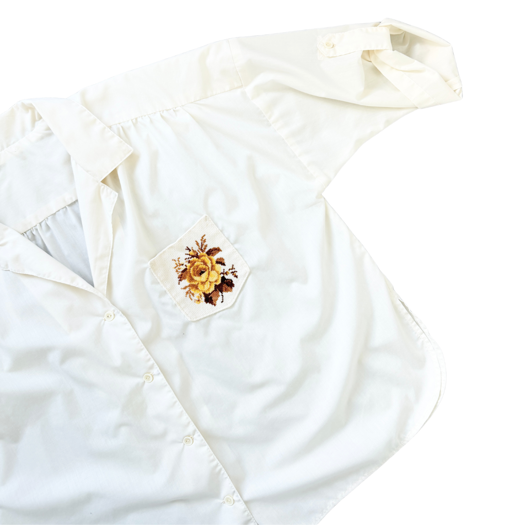 Rose Cross Stitch Pocket Blouse | Extra-Large