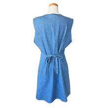 Load image into Gallery viewer, Sleeveless Denim Dress with White Floral Embroidery | Large
