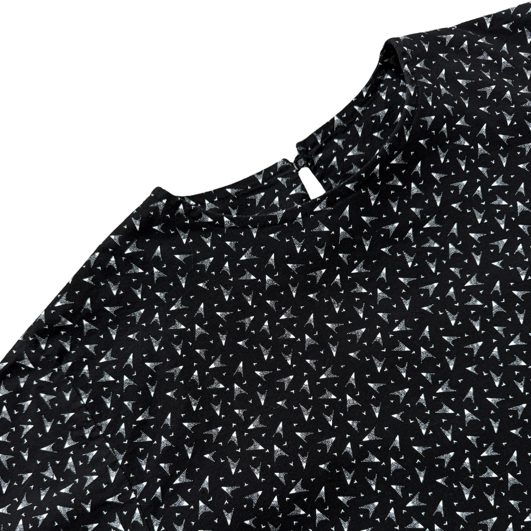 Black Cotton T-Shirt with Geometric Print | Medium