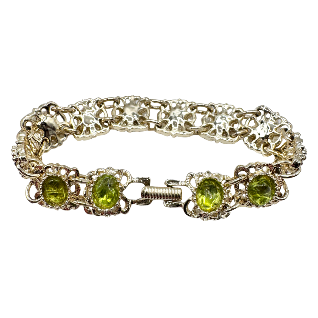 Vintage Gold Filled Hawaiian Jade Bracelet | 1960s