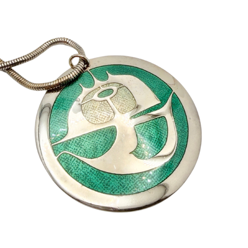 1970s Robert Gervais Modernist Enamel Pendant Necklace