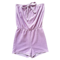 Vintage 70s - 80s Pastel Purple Strapless Terry Romper with Bow | Small - Medium